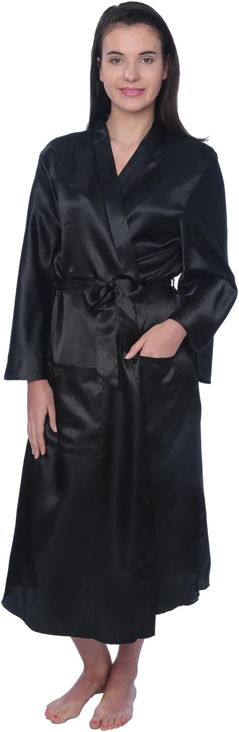 Bavarle Rock Beverly Rock Women's Plus Size Long Satin Robe Gown
