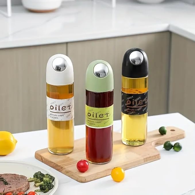 2-in-1 Olive Oil Sprayer and Dispenser Bottle for Kitchen | 500ml Glass Bottle with Premium Nozzle | Cooking Sprayer for Healthy Cooking and Salad Making (Auto Open Close)