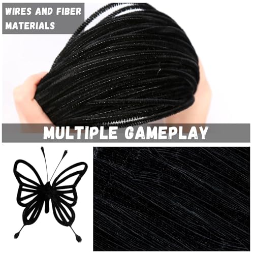 Image of 300pcs Black Pipe Cleaners Bulk Craft,Chenille Stems,Craft Supplies,DIY Decor Ccrafts for Adults,Kids Games Toys for Ages 8-13,Christmas Birthday Gift for Kids,School Supplies