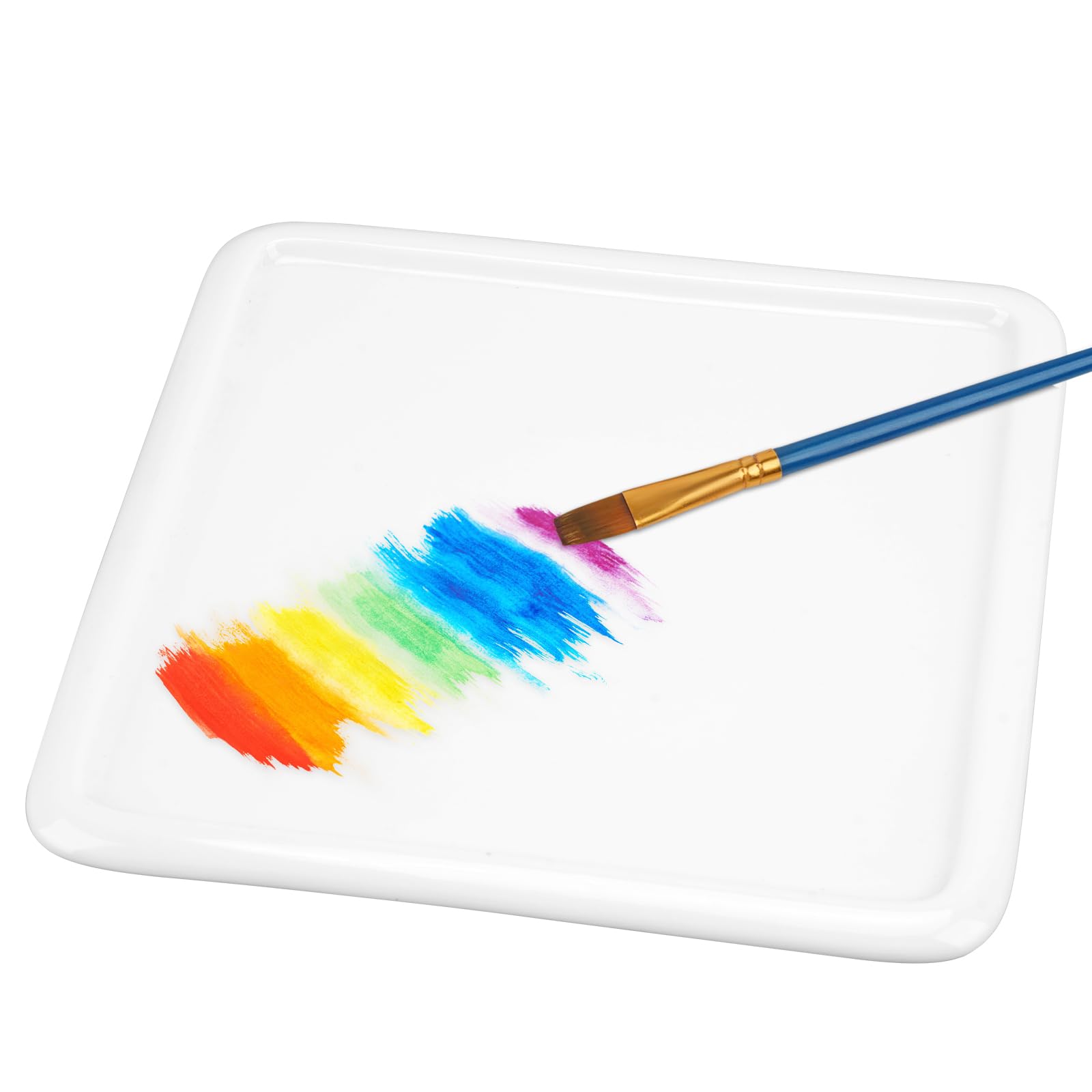 Luwoo White Ceramic Paint Palettes Tray, Porcelain Large Mixing Area Palette, Artist Watercolor Tray Palette (Square Large Mixing Area Palette 7.87" X 7.87")