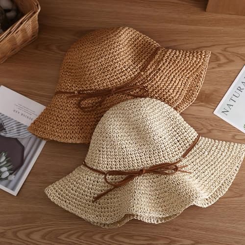 Sombrero de mujer tipo bucket de paja para sol miniatura 5