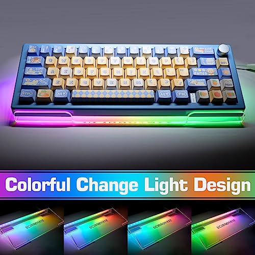 Image of UCINNOVATE Dreamcolor Acrylic LED Backlit Keyboard Stand Tray, 60% Gaming USB Interface Tilted for Easy Ergonomic Typing and Working, Office Desk, Home