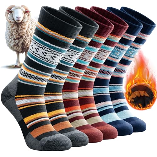 Benirap Mens Thermal Socks Merino Wool Socks Winter Thick Warm Socks Cushioned Work Socks Moisture Wicking Socks for Hiking Walking Outdoor Sports, 3 Pairs Benirap Mens Thermal Socks Merino Wool Socks Winter Thick Warm Socks Cushioned Work Socks Moisture Wicking Socks for Hiking Walking Outdoor Sports, 3 Pairs