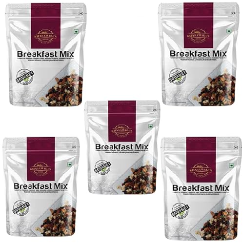Image of KHARAWALA'S Breakfast Mix - Pack of 5 (200gm Eac) | Fusion of Roasted Pumkin Seed, Almonds, Pecan Nuts, Hazelnut, Cranberry & Black raisins