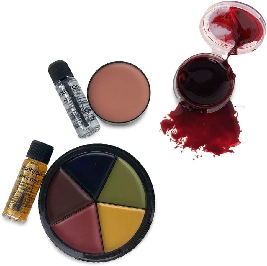 MehronDeluxe Special FX Trauma Pro Makeup Kit - Bruise Wheel, Scar Wax, Scab Blood, Spirit Gum, and Makeup Sealer