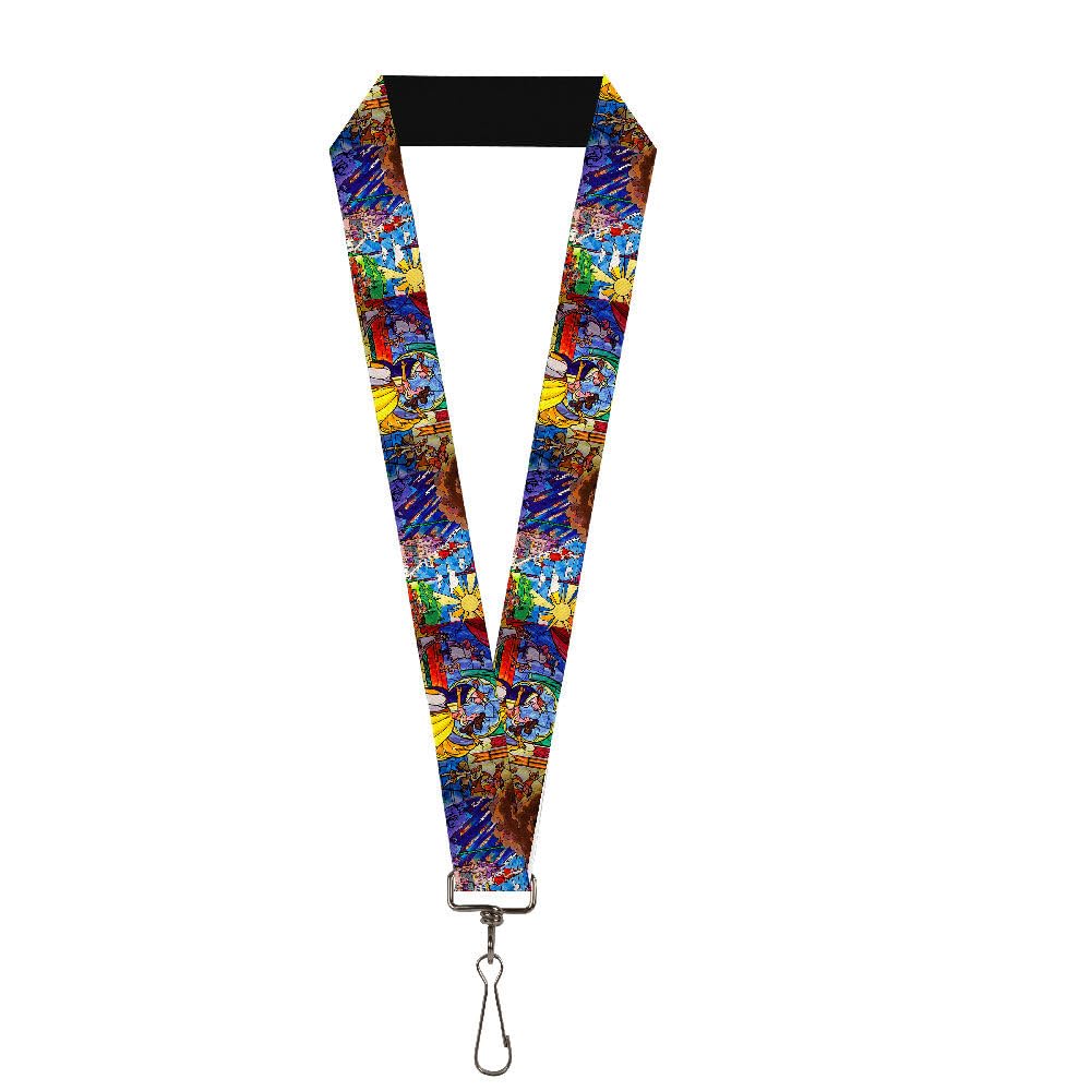 Popgear Buckle Down Lanyard-1.0"-Beauty & The Beast Stained Glass Scenes, Multi Color, One-size