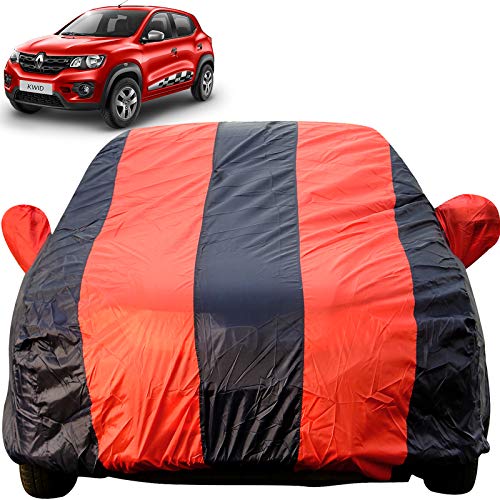 Image of Autofact Car Body Cover for Renaults Kwid (Mirror Pocket, Premium Fabric, Triple Stiched, Fully Elastic, Red /Blue Color)