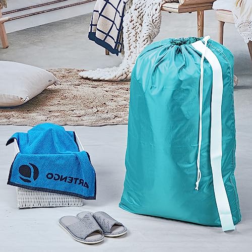 HOMEST 2 Pack XL Nylon Laundry Bag with Strap, Large Dirty Garments Organizer, Easy Fit a Hamper or Clothing Basket, Can Carry Up to 4 Loads of Clothes, Grey and Sky Blue by HOMEST - Image 2