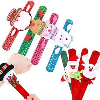 ATBEAMEN 8pcs Xmas Snap Bands Slap Bands Xmas Stocking Fillers for Kids Boys Girls Xmas Presents, Snap Bracelets Slap Wristbands Xmas Gifts for Kids Xmas Party Bag Fillers Toys, ATB-PPQ-QQ