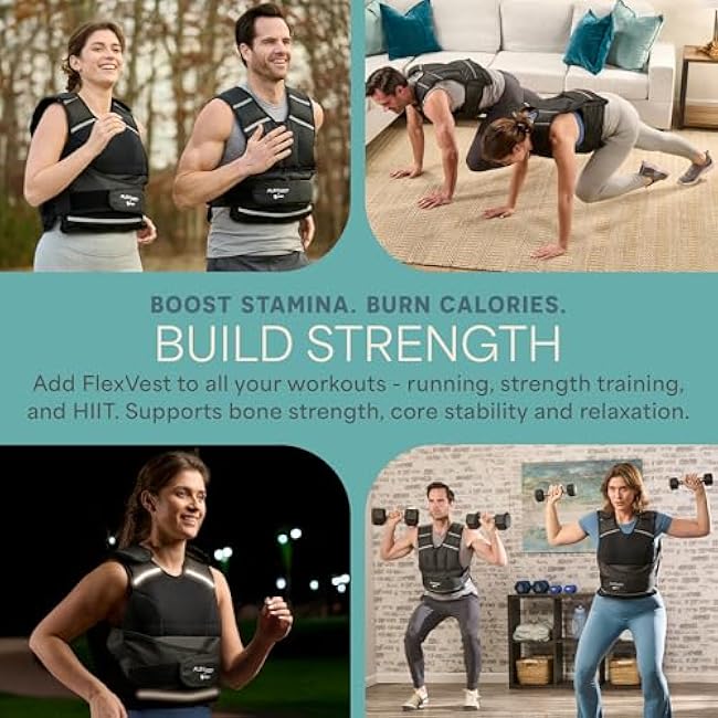 Lifepro 2-in-1 Adjustable Weighted Vest + Ankle Weights (15 & 20lbs) - Running weighted vest for Women & Men with Reflective Stripe, Phone Pocket - Workout Equipment for Strength Training & Fitness