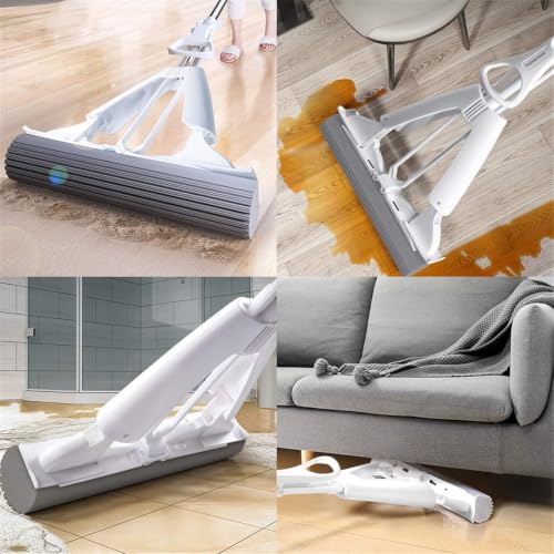 Image of Self Wringing Sponge Mop for Floor Cleaning | PVA Absorbent Sponge Mop with Squeeze Mechanism | Multipurpose Household Cleaning Tool for Floor, Walls & Ceilings