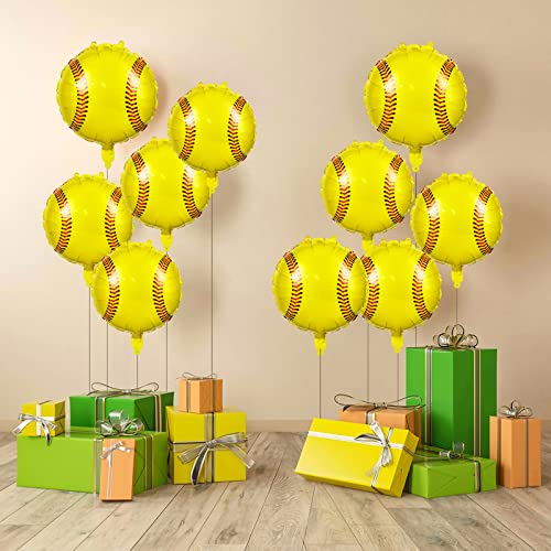 10 Pieces Softball Balloons Decorations,18 Inches Softball Foil Balloons For Sports Themed Birthday Party Supplies Softball Balloons For Girls Kids Teens Birthday Baby Shower Party Decoration #TOP4