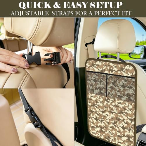 Image of 2 Pack Back Seat Cover for Kids with 2 Pocket Storage Organizer Camouflage