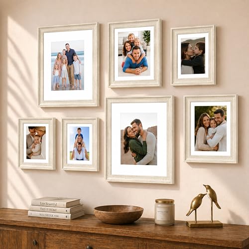 Image of Art Street Wooden Wall Photo Frame Collage Set for Living Room Decor | Multi Picture Frames Gallery Set for Family Photos | Wall Hanging Frame Set for Home, Bedroom, Hallway Decoration