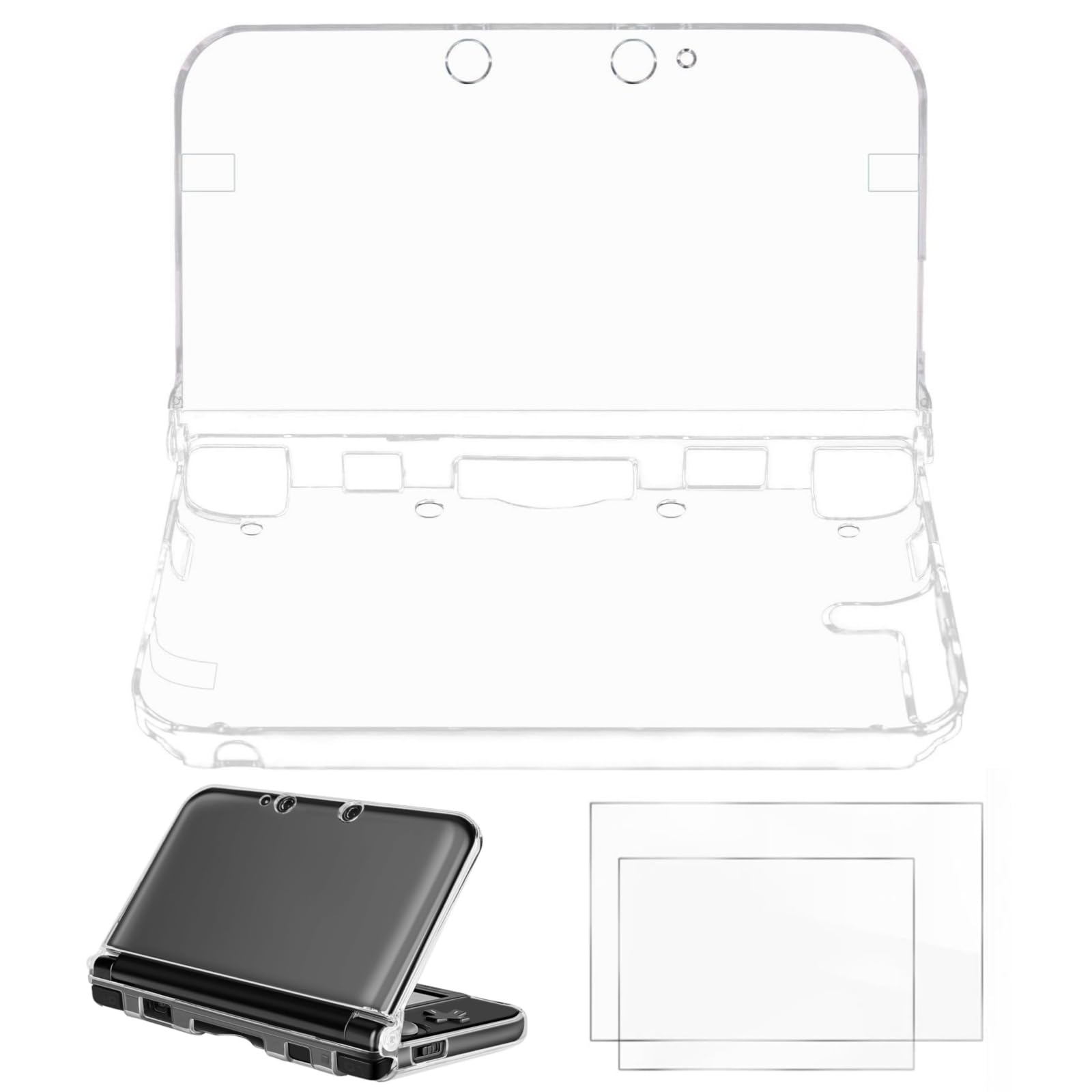 Hzxkqmil Étui de Protection pour Nintendo 3DS XL/LL, Coque Dure en Cristal Clair Housse Protectrice + 1 Jeux de Films de Protection D'écran pour 3DS XL/LL Console
