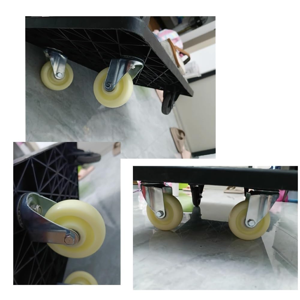 Ruote girevoli con Doppio Cuscinetto da 5 Pollici, Confezione da 4, con Freno, Foro da 12 mm, Ruote universali in PP per carichi Pesanti, per scaffali, carrelli della Spesa e mobili