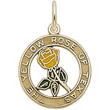 Rembrandt Charms Gold Plated Sterling Silver Texas Yellow Rose Charm Pendant