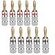RUNCCI-YUN 24K bananenstecker,High End bananenstecker 4mm,Audio Lautsprecher Terminal löt- oder schraubbar vergoldet, 5 Schwarz und 5 Rot