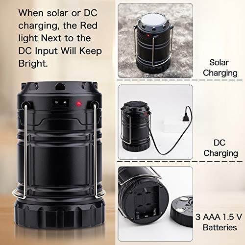 TANSOREN 30 LED Bulbs Camping Lantern Flashlight, Solar USB Rechargeable or 3 AA Power Supply, Built-in Power Bank, Upgraded Magnetic Base - Survival Lights for Emergency, Hurricane, Outage (4) - Thumbnail 4