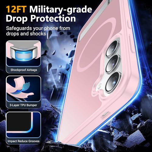 Image of SPIDERCASE Magnetic for Samsung Galaxy S24 Case, [3 Stand Ways][ Military Grade Drop Protection] with Invisible Stand Shockproof Slim Case for S24 6.2 inch, Pink