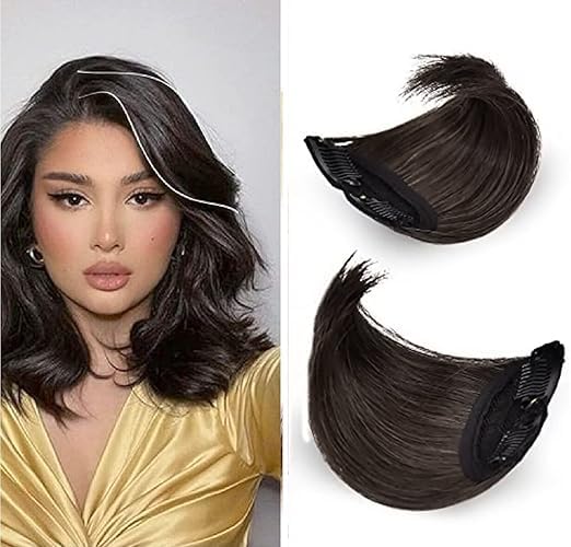 RAAYA Invisible Hairpin One Piece Short Hair Pieces Extension for Women with Thinning Hair Add Hair Volume Length Fluffy (4 Inch) - Black