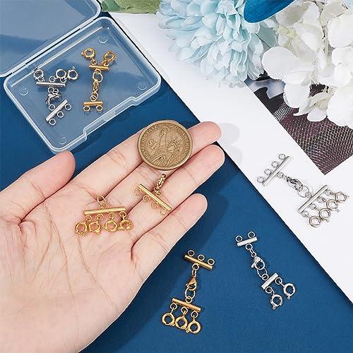 UNICRAFTALE 6Pcs 2 Colors 3 Styles Jewelry Clasps Kit 304 Stainless Steel Lobster Claw Clasps Multi-Strand Lock Clasp Necklace Connector for Multiple Necklace Layering Clasps - Image 4