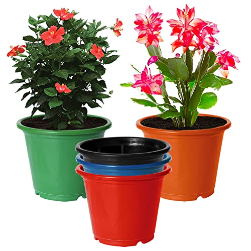 Image of Kuber Industries Durable Plastic Flower Pot|Gamla for Indoor Home Decor & Outdoor Balcony,Garden,6 inchx5 inch,Pack of 5 (Multicolor)