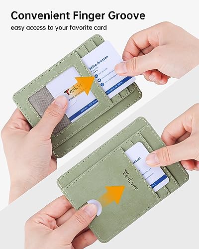 Image of Teskyer Slim Minimalist Wallet for Men, RFID Front Pocket Card Holder | Ultra Slim Front Pocket Design, 8 Card Slots, RFID Protection, Smooth Faux Leather for Everyday Carry