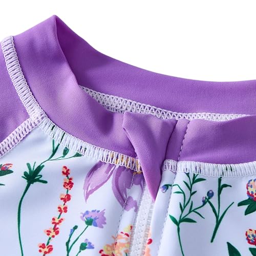 Image of Girls Swimsuit Long Sleeve Rash Guards Swim Suit 4-12Y