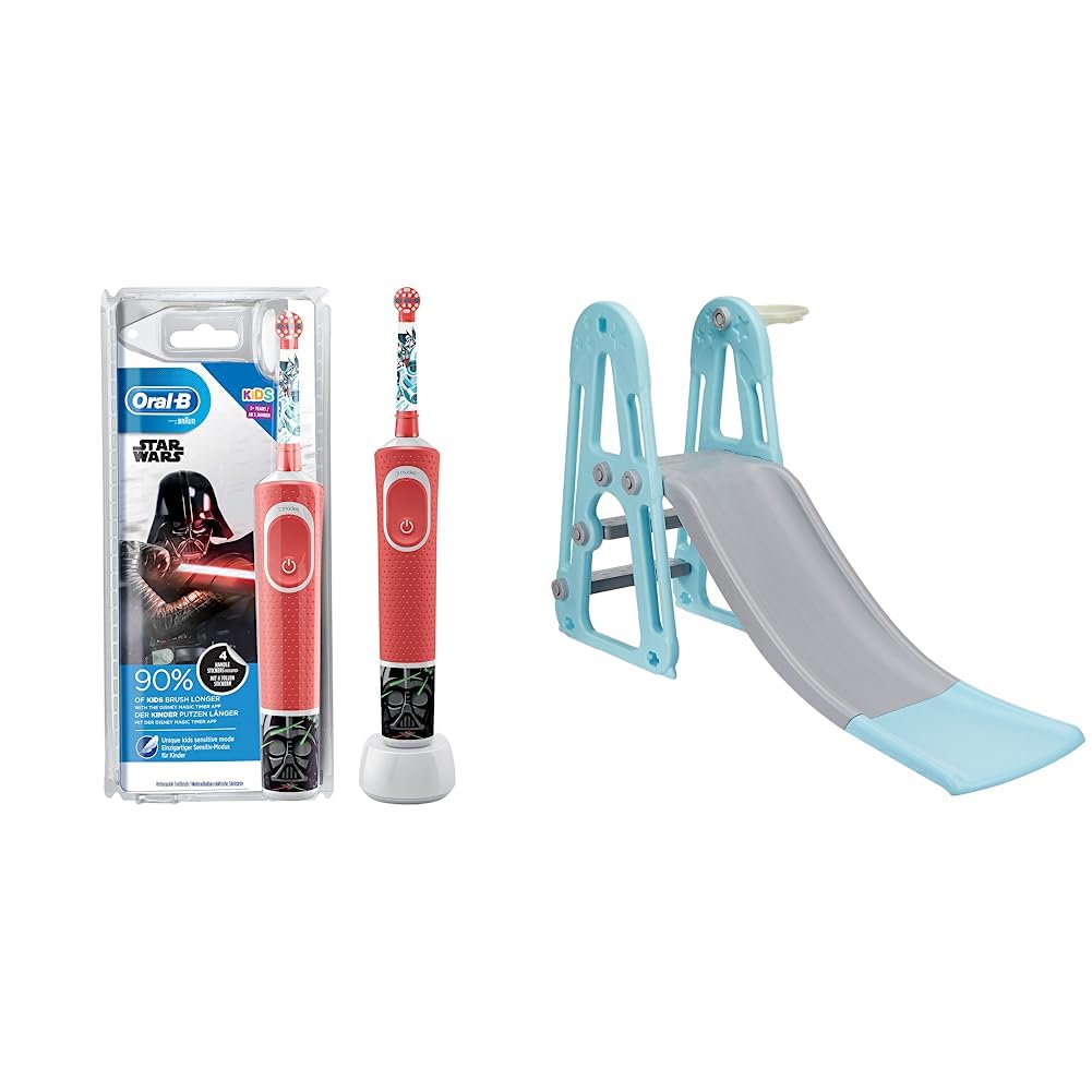 Oral-B Kids Electric Rechargeable Toothbrush, Featuring Star Wars Characters,Multicolor & - Solimo Garden Slide - Multicolor-image-0