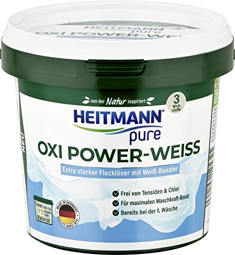 HEITMANN pure Oxi Power White | Para un lavado blanco brillante | Eficaz contra manchas y olores | Aumento máximo del poder de lavado | 500 g