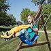 Swing-N-Slide Caribou Valley Wooden Swing Set with Wood Roof, Wave Slide, Monkey Bars, Climbing Wall, Ladder, Picnic Table, and Swings, Green Slide