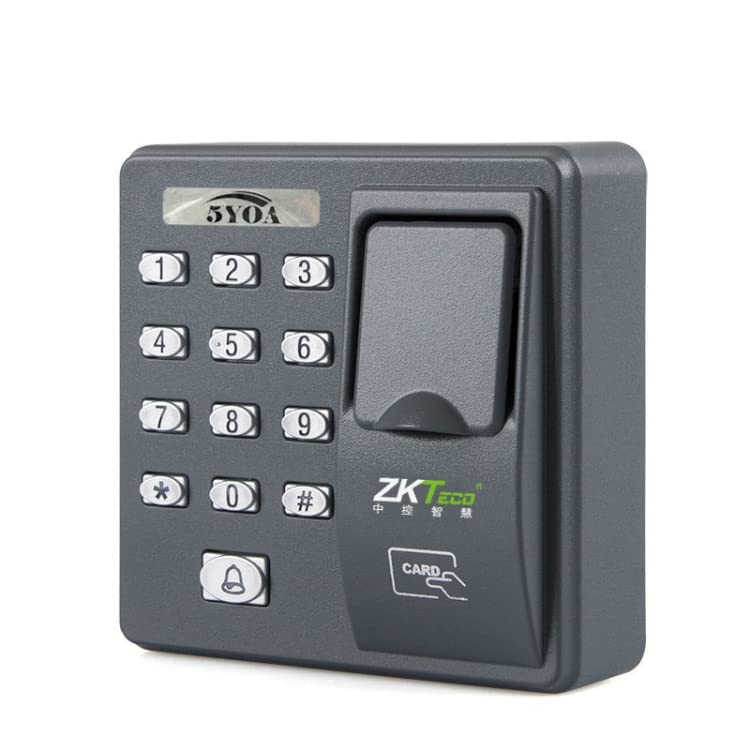 Front view of the ZKTeco X6 access control machine with the fingerprint scanner cover closed, showing the numeric keypad.