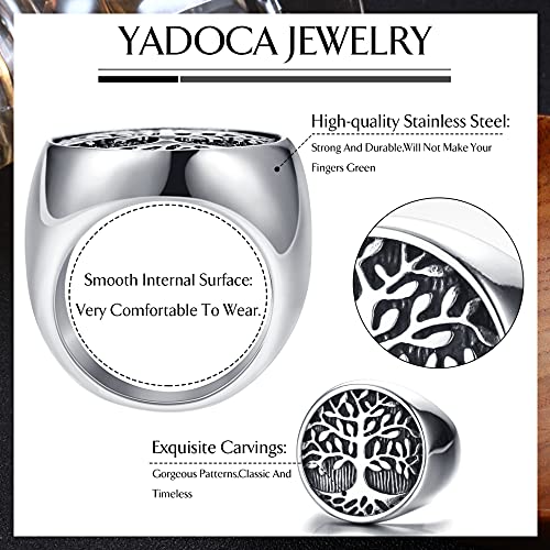 YADOCA 4Pcs Stainless Steel Signet Biker Rings Set Retro Vintage Wide Celtic Knot Band Rings for Men Size 7-132