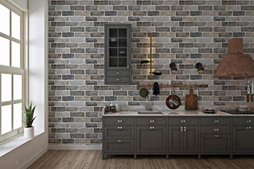 Image of DWELLSINDIA Bricks Self Adhesive Peel and Stick PVC Wallpaper Waterproof, Scratch Resistant, Laminated (41CM X 244CM, Grey, Matt)