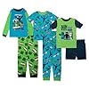 Minecraft Conjunto de pijama de algodón ajustado de 6 piezas, suave y lindo para niños