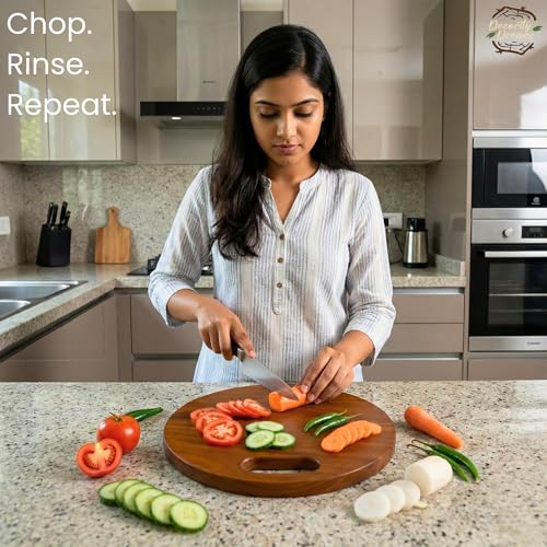 Image of Single Piece Solid Wood Reversible Cutting Board - Natural Finish Wooden Chopping Board, Cutting Board, Serving Tray Handmade Natural Wood (ECO)