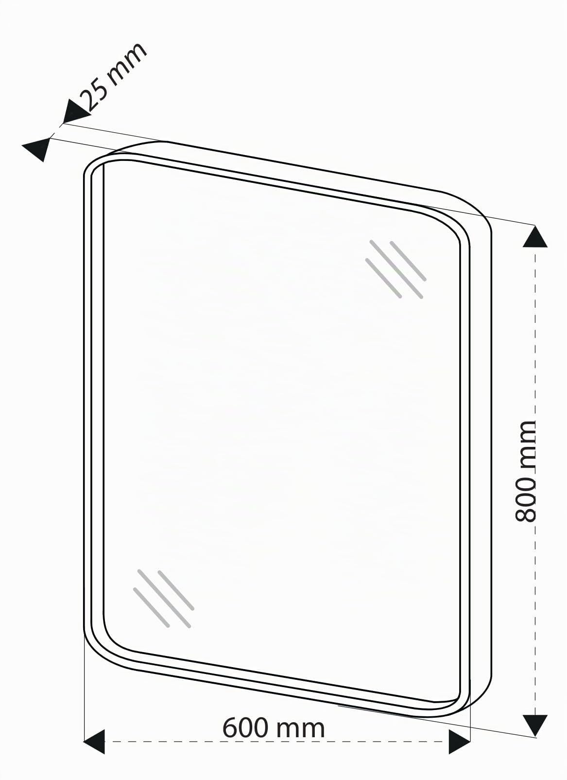 BD ART Espejo de pared rectangular de 60 x 80 cm, color blanco, marco de madera de densidad media, espejo decorativo grande para pasillo, baño y salón, moderno espejo para montaje en pared (vertical y