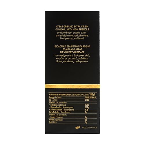 Miniatura 5 de Atsas Aceite de oliva virgen extra orgánico extremadamente alto fenólico  Edición Gold Blend  Sin filtrar rico en fenoles que estimulan la salud