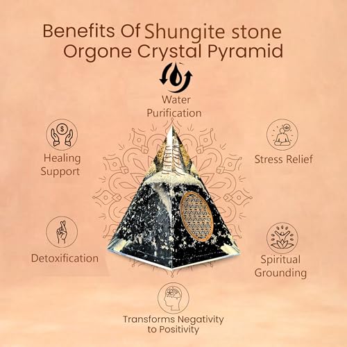 Image of Orgone Shungite Pyramid Like Black Tourmaline Orgone Pyramid Crystal Energy Decor with Quartz & Copper Sacred Geometry Desk Accent or Gift Handcrafted Spiritual Pyramid