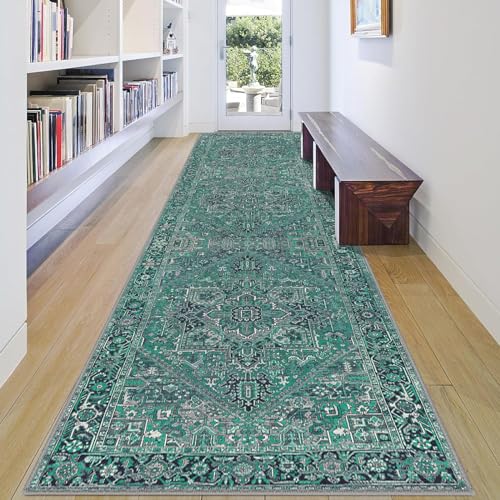 Worxvell Runners for Hallways 2'6"x8' - Washable Runner Rug Kitchen Rugs Non Slip Runner Rugs with Rubber Backing, Distressed Vintage Indoor Mats Floor Carpet for Entryway Bedroom Laundry Room