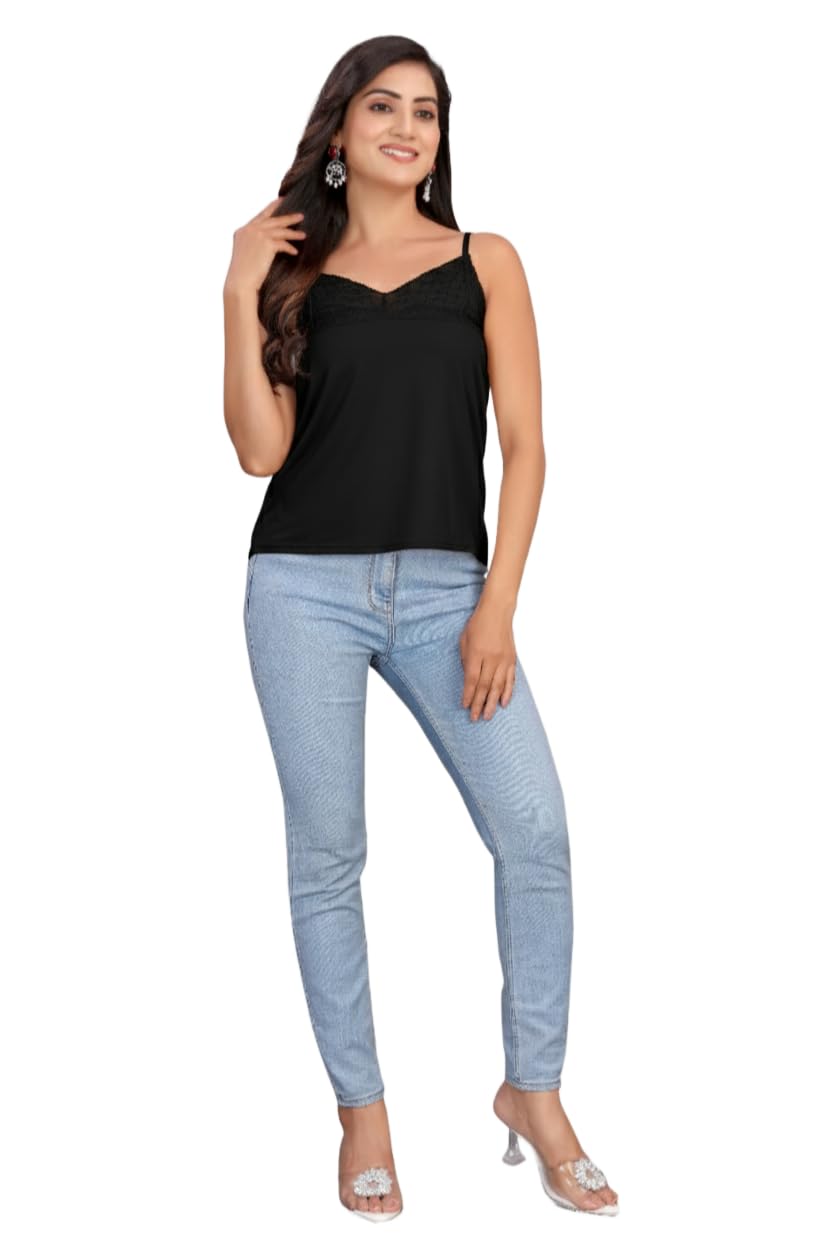madborn creation Women's Lace Trim Camisole Tank Top | Light Summer Wear with Spaghetti Straps-picture-15