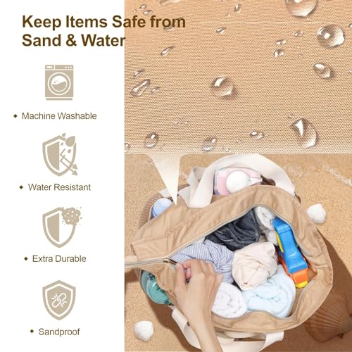 Waterproof Beach Bag for Women - Sandproof Tote for Travel, School, Carry-on - 8 Pocket Shoulder Purse3