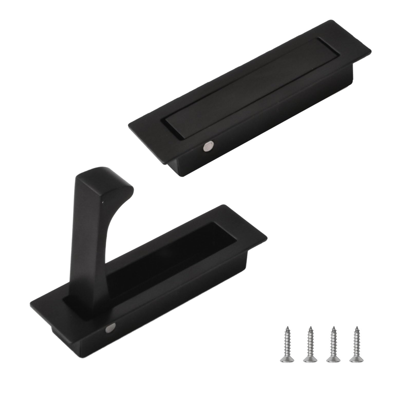 Flush Mount Door Pull, 2PCS 304 Stainless Steel Pocket Door Handle Brushed Flush Mount Pocket Door Hardware Bifold Door Handle for Closet Cabinet Pocket Cupboard(Black)