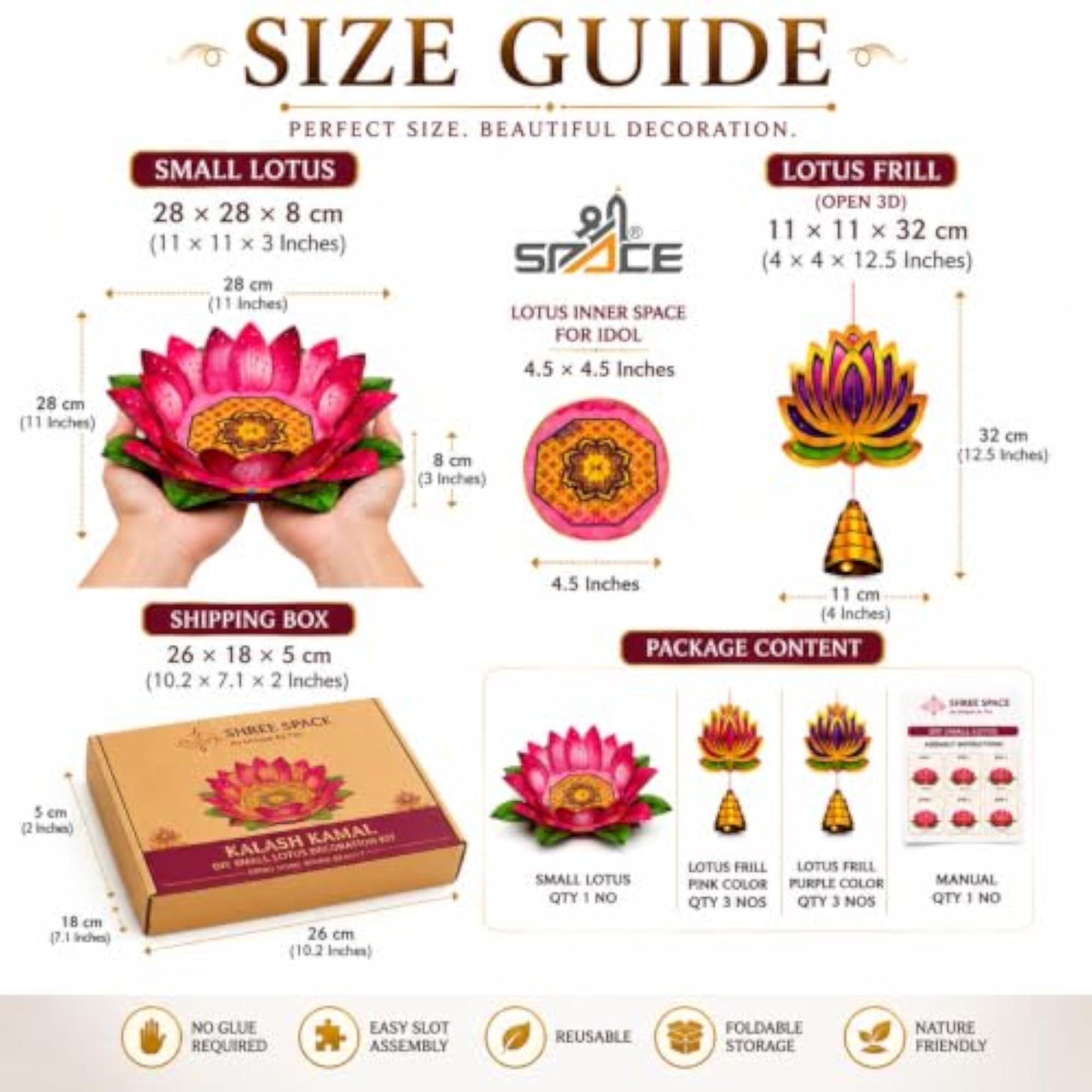 Kalash Kamal DIY Lotus Decoration Kit with Hanging Frills