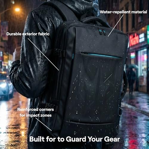 Image of Acer Predator Robust Gaming Laptop Backpack Fits 18in Laptop 30L Bag | Water repellent, anti-theft pocket, chest strap, expandable storage, padded laptop compartment, durable build