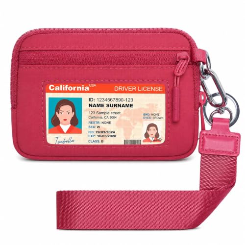 Image of Wristlet Wallet for Women with Clear ID Window, Zip Coin Purse and Keychain | 3 Card Slots, Exterior Zip Pocket, Inner Mesh Pouch, Lipstick Holder, Detachable Wrist Strap, Lightweight Nylon