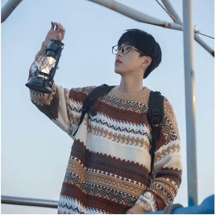 【SATIIIZ】Penko Gradation Wool Sweatshirt Amazon.com: Men's Grandpa Sweater Fairy Grunge Emo Tops Y2K