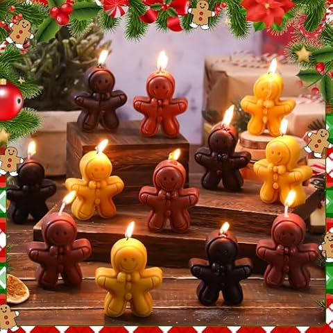 Fourluoo Gingerbread Man Candles Set Cover
