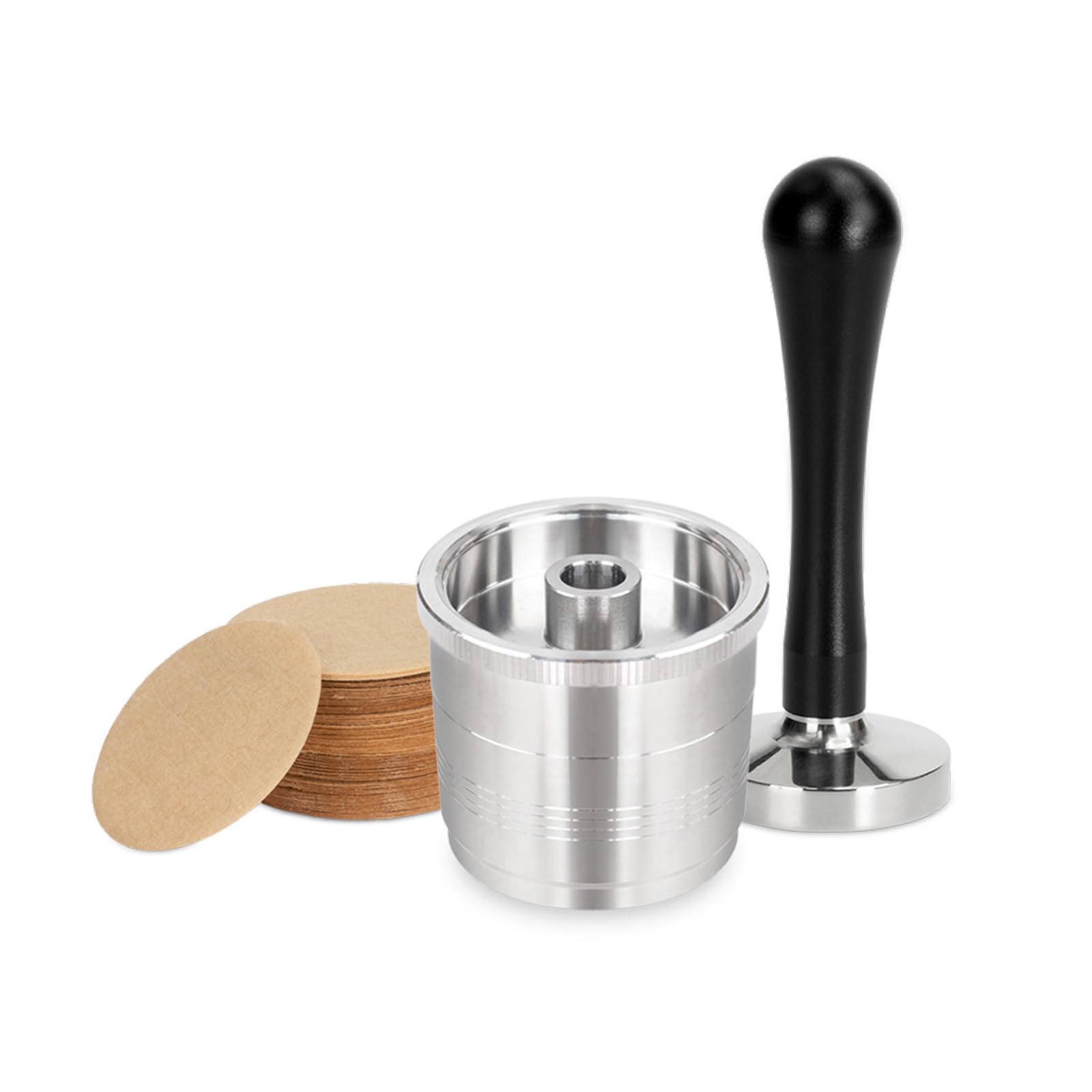 Tsophreniq Multipurpose Coffee Tamper & Filter Sheets Set Stainless Steel for Brewing Efficiency Coffee Portion Tool